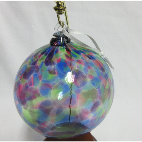 UNIQUE Hand Blown Glass Ornament ~ Blue-Purple-Green Pattern - Picture 2 of 4